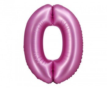 Satin Pink, Rózsaszín 0-ás szám fólia lufi 76 cm Satin Pink, Rózsaszín 0-ás szám fólia lufi 76 cm