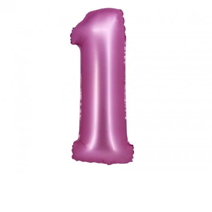 Satin Pink, Rózsaszín 1-es szám fólia lufi 76 cm Satin Pink, Rózsaszín 1-es szám fólia lufi 76 cm