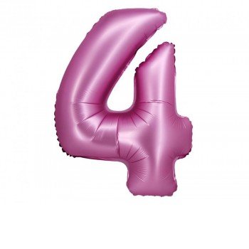 Satin Pink, Rózsaszín 4-es szám fólia lufi 76 cm Satin Pink, Rózsaszín 4-es szám fólia lufi 76 cm