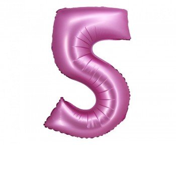 Satin Pink, Rózsaszín 5-ös szám fólia lufi 76 cm Satin Pink, Rózsaszín 5-ös szám fólia lufi 76 cm