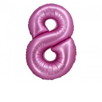 Satin Pink, Rózsaszín 8-as szám fólia lufi 76 cm Satin Pink, Rózsaszín 8-as szám fólia lufi 76 cm