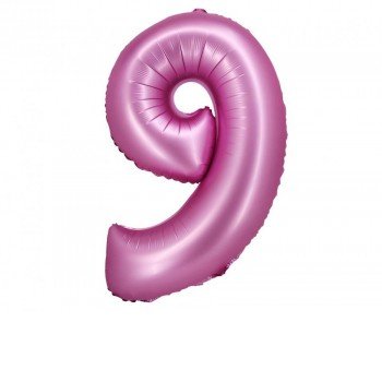 Satin Pink, Rózsaszín 9-es szám fólia lufi 76 cm Satin Pink, Rózsaszín 9-es szám fólia lufi 76 cm
