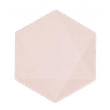 Rózsaszín Vert Decor hatszögletű lapostányér 6 db-os 15,8 cm