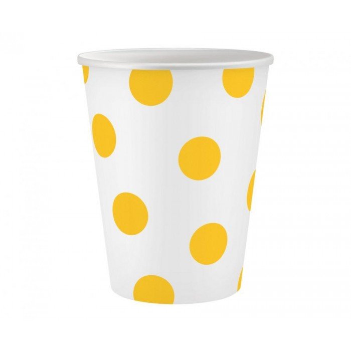 Yellow Polka Dots, Sárga papír pohár 6 db-os 250 ml