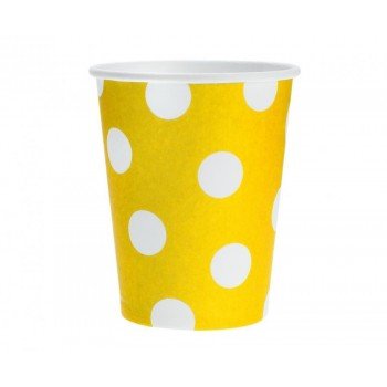 Yellow Polka Dots, Sárga papír pohár 6 db-os 270 ml Yellow Polka Dots, Sárga papír pohár 6 db-os 270 ml