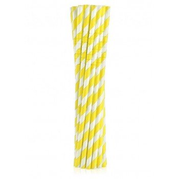 Yellow Stripes, Sárga rugalmas papír szívószál 12 db-os Yellow Stripes, Sárga rugalmas papír szívószál 12 db-os