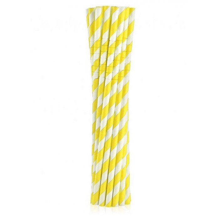 Yellow Stripes, Sárga rugalmas papír szívószál 12 db-os