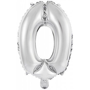 Silver, Ezüst 0-ás szám fólia lufi, 41 cm Silver, Ezüst 0-ás szám fólia lufi, 41 cm