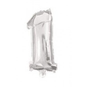Silver, Ezüst 1-es szám fólia lufi 10 cm Silver, Ezüst 1-es szám fólia lufi 10 cm