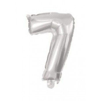 Silver, Ezüst 7-es szám fólia lufi 10 cm Silver, Ezüst 7-es szám fólia lufi 10 cm