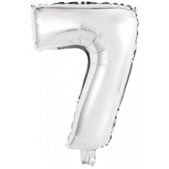 Silver, Ezüst 7-es szám fólia lufi 42 cm Silver, Ezüst 7-es szám fólia lufi 42 cm