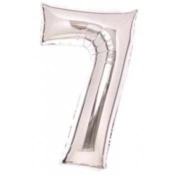 Silver, Ezüst 7-es szám fólia lufi 66 cm Silver, Ezüst 7-es szám fólia lufi 66 cm