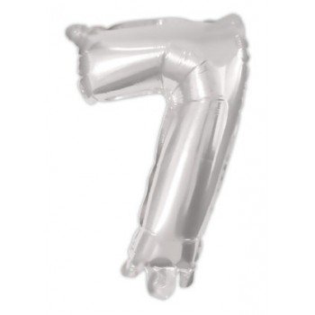 Silver, Ezüst 7-es szám fólia lufi 95 cm Silver, Ezüst 7-es szám fólia lufi 95 cm