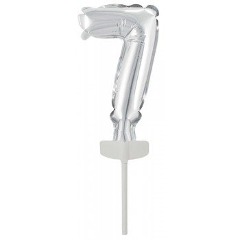 Silver, Ezüst 7-es szám fólia lufi tortára 13 cm Silver, Ezüst 7-es szám fólia lufi tortára 13 cm