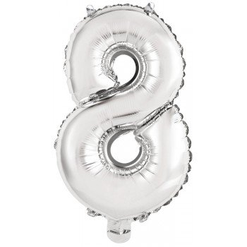 Silver, Ezüst 8-as szám fólia lufi 46 cm Silver, Ezüst 8-as szám fólia lufi 46 cm