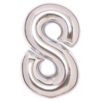 Silver, Ezüst 8-as szám fólia lufi 66 cm Silver, Ezüst 8-as szám fólia lufi 66 cm