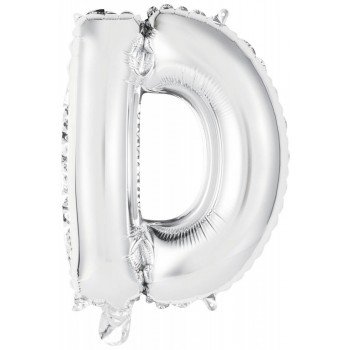 Silver, Ezüst D betű fólia lufi 40 cm Silver, Ezüst D betű fólia lufi 40 cm