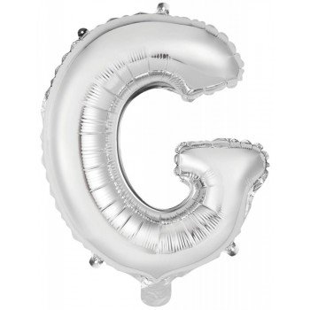 Silver, Ezüst G betű fólia lufi 45 cm Silver, Ezüst G betű fólia lufi 45 cm