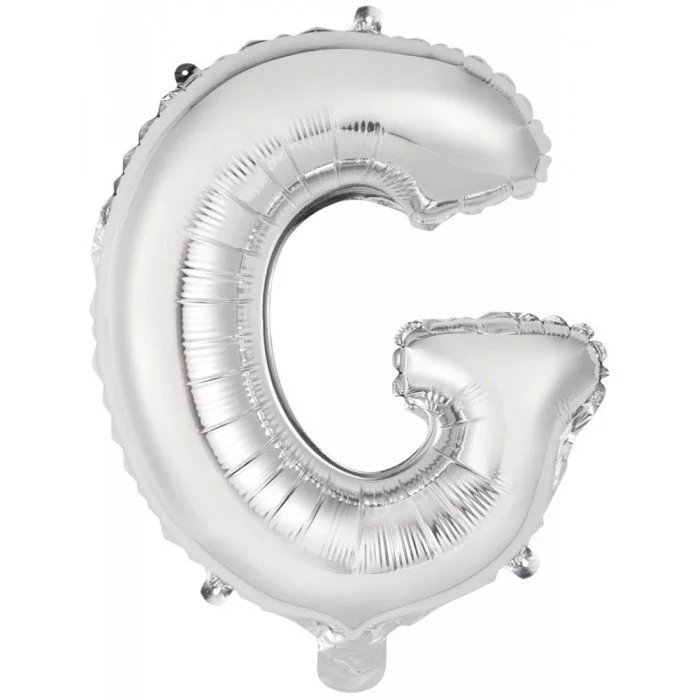 Silver, Ezüst G betű fólia lufi 45 cm Silver, Ezüst G betű fólia lufi 45 cm