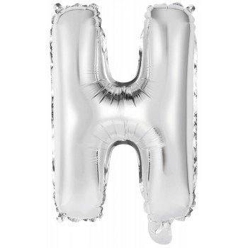 Silver, Ezüst H betű fólia lufi 42 cm Silver, Ezüst H betű fólia lufi 42 cm