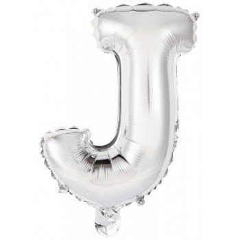 Silver, Ezüst J betű fólia lufi 40 cm Silver, Ezüst J betű fólia lufi 40 cm