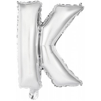 Silver, Ezüst K betű fólia lufi 42 cm Silver, Ezüst K betű fólia lufi 42 cm