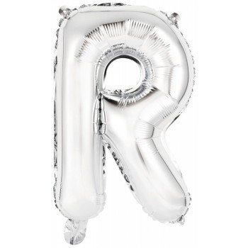 Silver, Ezüst R betű fólia lufi 40 cm Silver, Ezüst R betű fólia lufi 40 cm