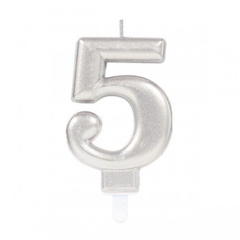 Silver, Ezüst számgyertya, tortagyertya 5-ös
