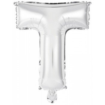 Silver, Ezüst T betű fólia lufi 42 cm Silver, Ezüst T betű fólia lufi 42 cm