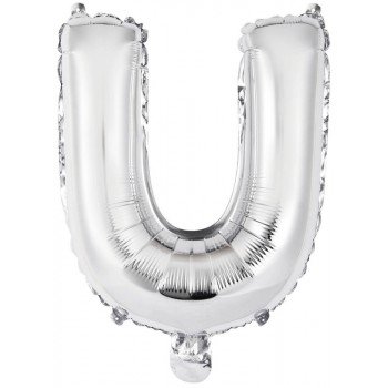 Silver, Ezüst U betű fólia lufi 44 cm Silver, Ezüst U betű fólia lufi 44 cm
