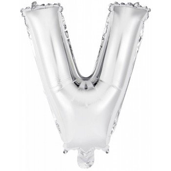 Silver, Ezüst V betű fólia lufi 43 cm Silver, Ezüst V betű fólia lufi 43 cm