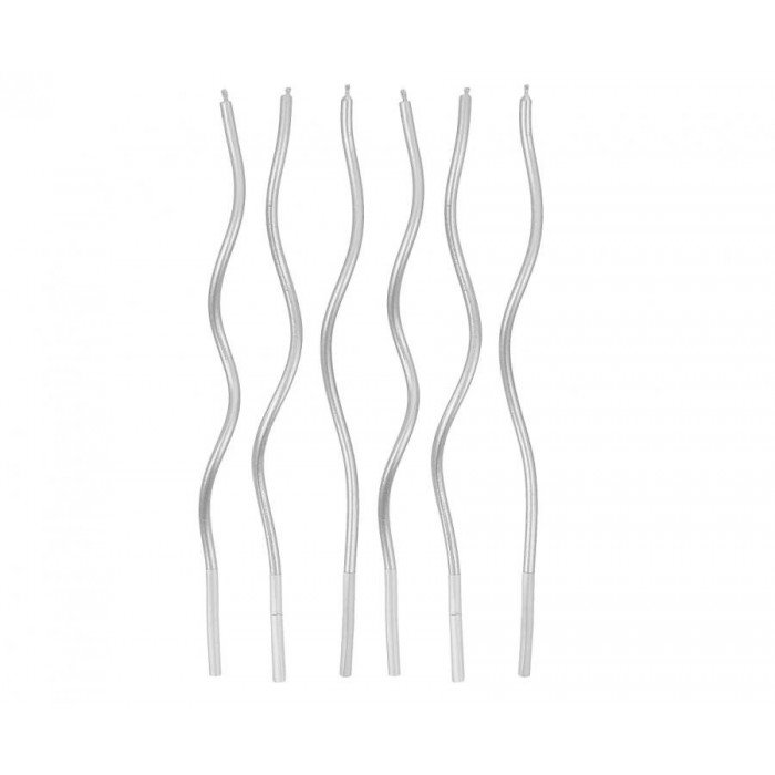 Silver Swirl, Ezüst tortagyertya, gyertya szett 6 db-os Silver Swirl, Ezüst tortagyertya, gyertya szett 6 db-os