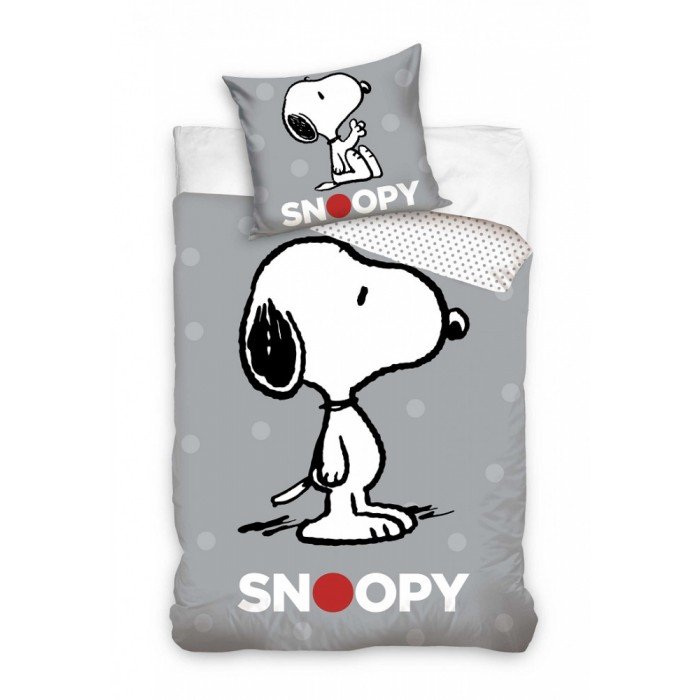 Snoopy Grey ágyneműhuzat 140×200cm, 70x90 cm