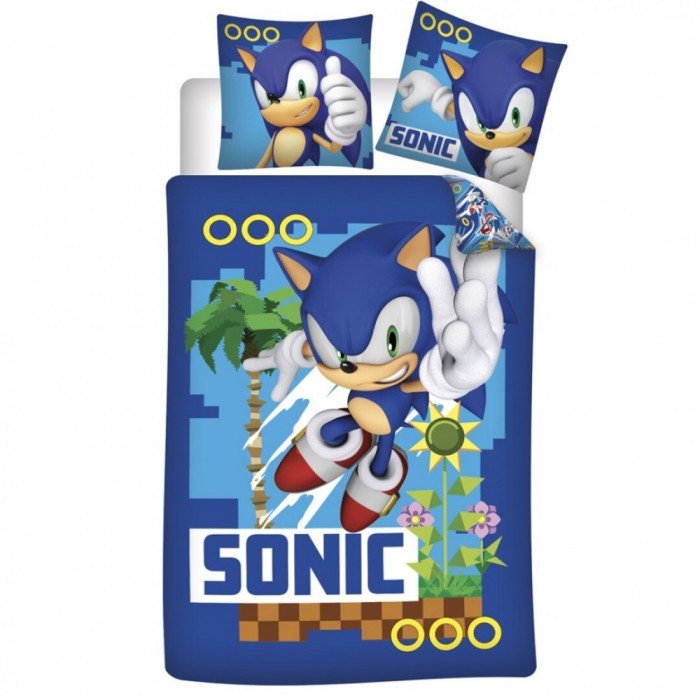 Sonic a sündisznó Coin Chase ágyneműhuzat 140×200cm, 63×63 cm microfibre