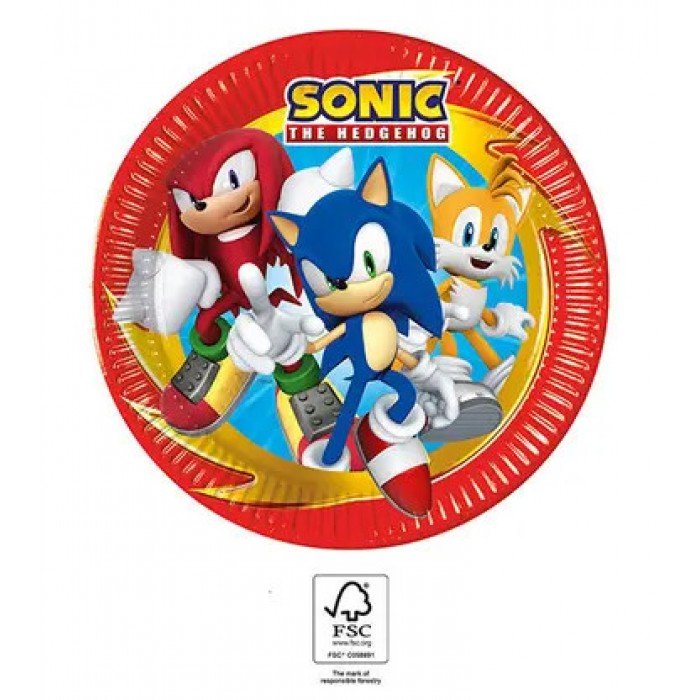 Sonic a sündisznó Sega papírtányér 8 db-os 23 cm FSC