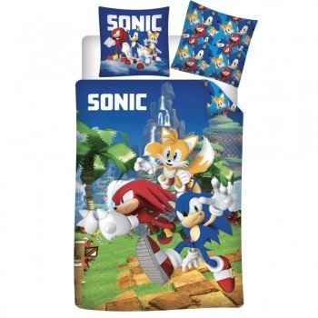 Sonic a sündisznó Speedy Dreams ágyneműhuzat 140×200cm, 63×63 cm microfibre Sonic a sündisznó Speedy Dreams ágyneműhuzat 140×200cm, 63×63 cm microfibre