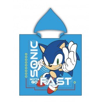 Sonic a sündisznó strand törölköző poncsó 55x110 cm Sonic a sündisznó strand törölköző poncsó 55x110 cm