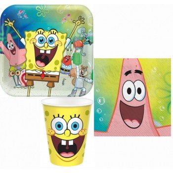 SpongyaBob party szett 32 db-os 23 cm-es tányérral SpongyaBob party szett 32 db-os 23 cm-es tányérral
