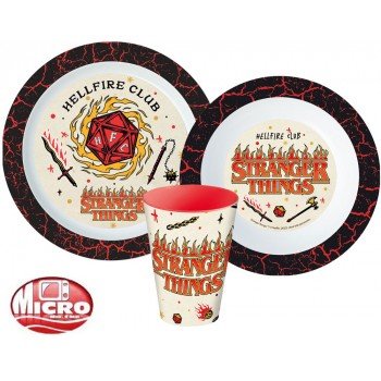 Stranger Things étkészlet, micro műanyag szett, pohárral 260 ml Stranger Things étkészlet, micro műanyag szett, pohárral 260 ml