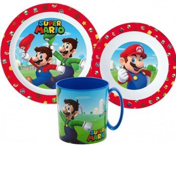 Super Mario étkészlet, micro műanyag szett