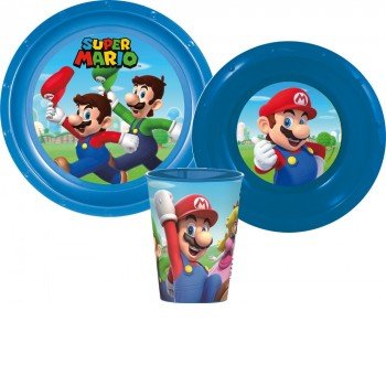 Super Mario étkészlet, műanyag szett