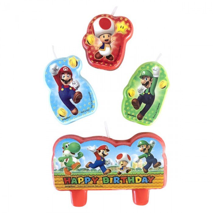 Super Mario Mushroom World tortagyertya, 4 db-os gyertya szett Super Mario Mushroom World tortagyertya, 4 db-os gyertya szett