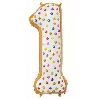 Cookie, Süti mintás 1-es szám fólia lufi 78 cm Cookie, Süti mintás 1-es szám fólia lufi 78 cm