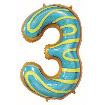Cookie, Süti mintás 3-as szám fólia lufi 78 cm Cookie, Süti mintás 3-as szám fólia lufi 78 cm