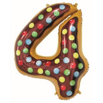 Cookie, Süti mintás 4-es szám fólia lufi 78 cm Cookie, Süti mintás 4-es szám fólia lufi 78 cm