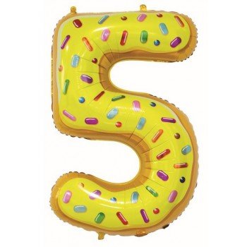 Cookie, Süti mintás 5-ös szám fólia lufi 78 cm Cookie, Süti mintás 5-ös szám fólia lufi 78 cm