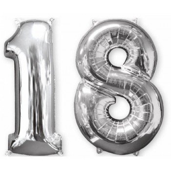Szám Fólia lufi 18-as, Silver 66 cm Szám Fólia lufi 18-as, Silver 66 cm