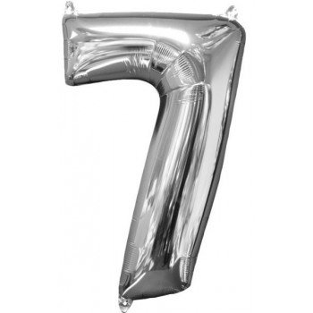 Szám Fólia lufi 7-es, Silver 66*43 cm Szám Fólia lufi 7-es, Silver 66*43 cm