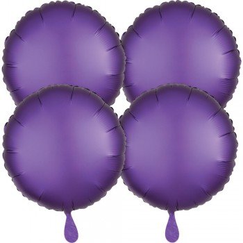 Szatén Purple kör fólia lufi 48 cm 4 db-os szett Szatén Purple kör fólia lufi 48 cm 4 db-os szett