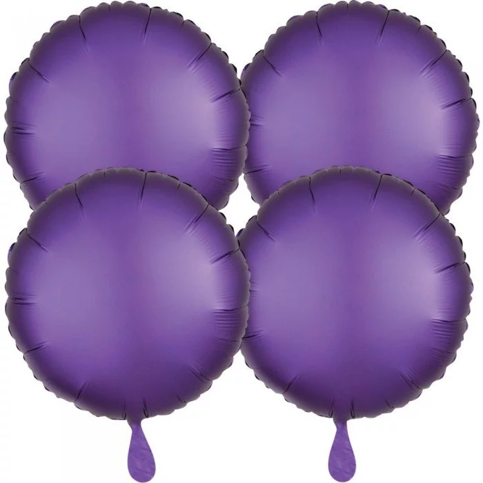 Szatén Purple kör fólia lufi 48 cm 4 db-os szett Szatén Purple kör fólia lufi 48 cm 4 db-os szett